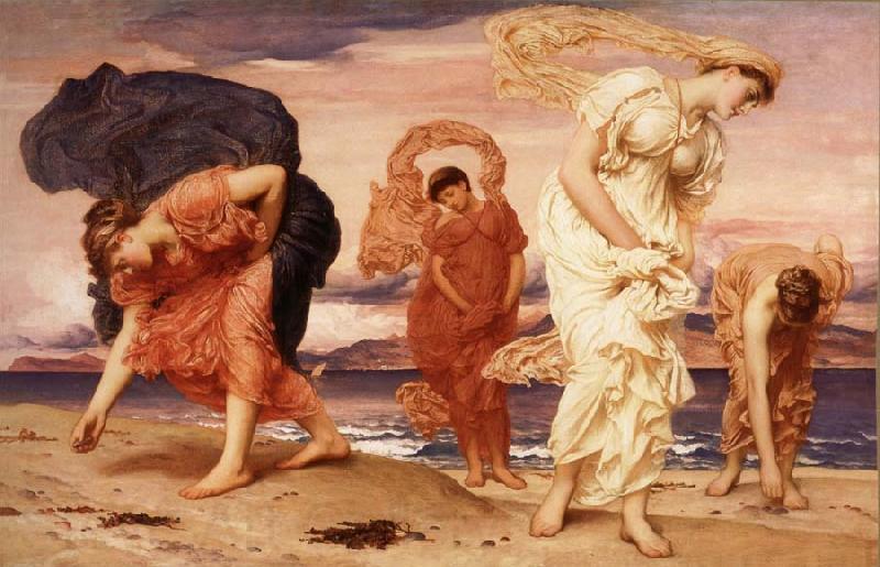 Frederick Leighton Greek Girls Picking up Pebbles by the Sea Spain oil painting art